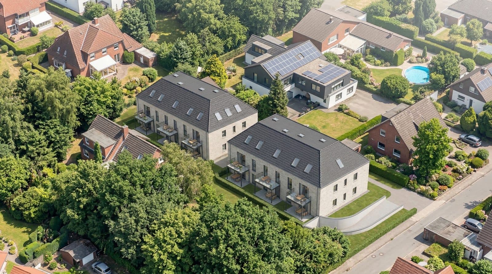 Pommernstraße, Wohnquartier aus der Luft